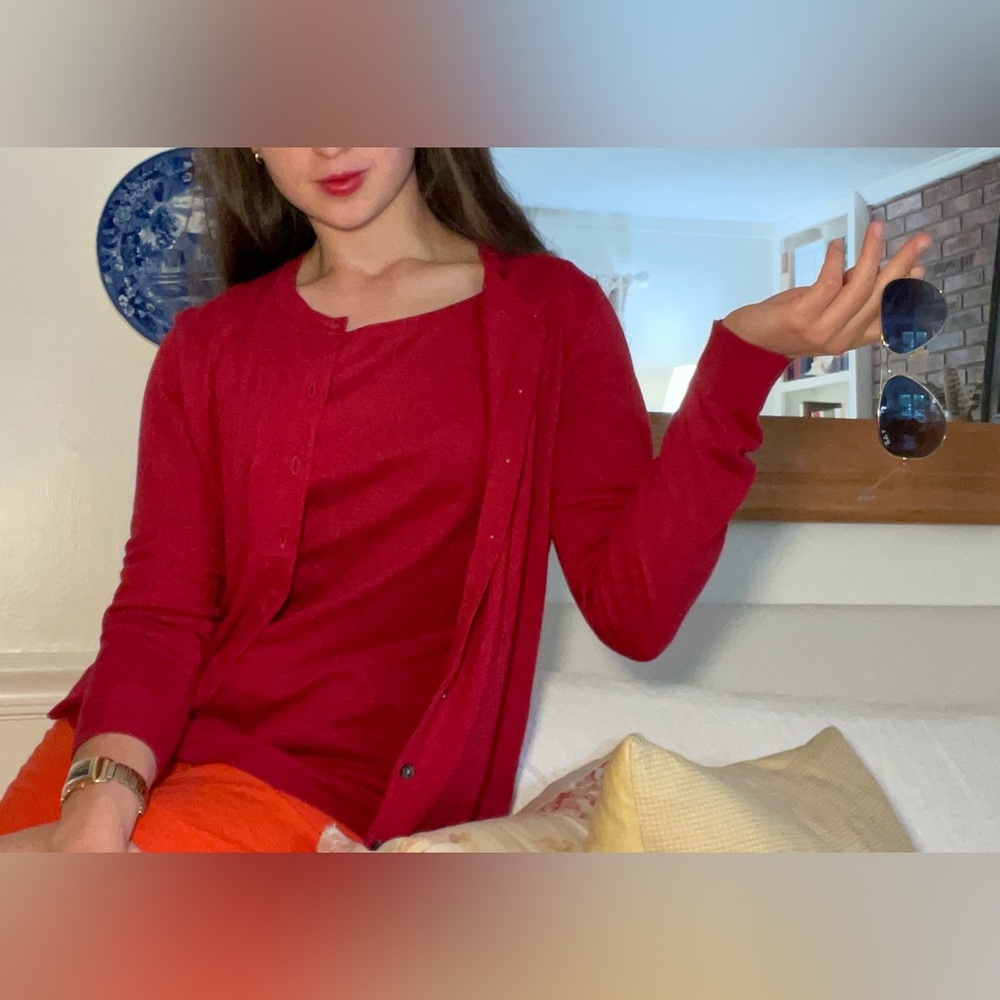 Raspberry Cardigan And Shell Set - image 2